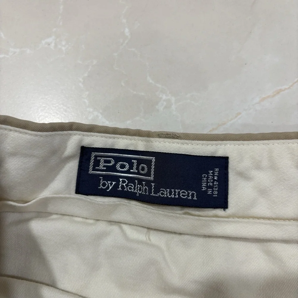 Vintage Polo Ralph Lauren Pleated Shorts Silk Blend Khaki Men's 38 Preppy Tyler